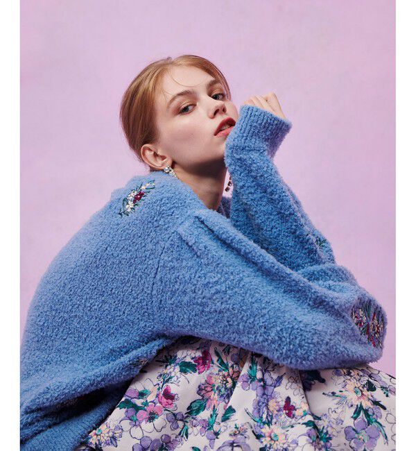 LOULOU WILLOUGHBY「【LOULOU WILLOUGHBY】フラワーズエンブロイダリーカーディガン」|カーディガン|