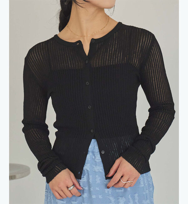 titivate「前後2wayリブシアーニットカーディガン」|ニット・セーター|