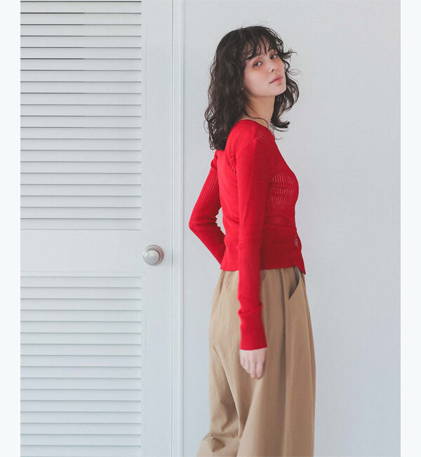 titivate「前後2wayリブシアーニットカーディガン」|ニット・セーター|