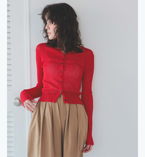 titivate「前後2wayリブシアーニットカーディガン」|ニット・セーター|