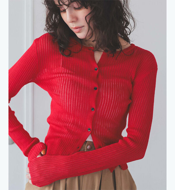 titivate「前後2wayリブシアーニットカーディガン」|ニット・セーター|