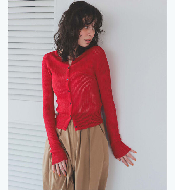 titivate「前後2wayリブシアーニットカーディガン」|ニット・セーター|