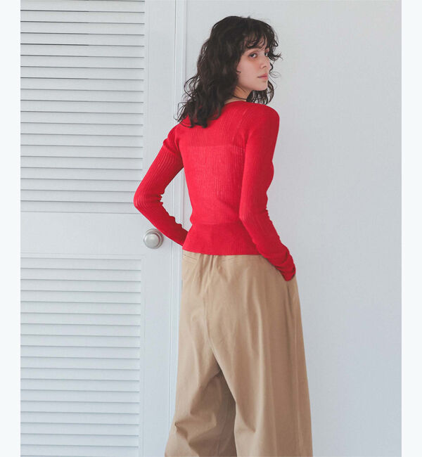 titivate「前後2wayリブシアーニットカーディガン」|ニット・セーター|