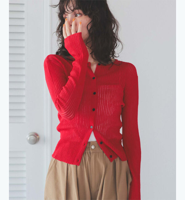 titivate「前後2wayリブシアーニットカーディガン」|ニット・セーター|