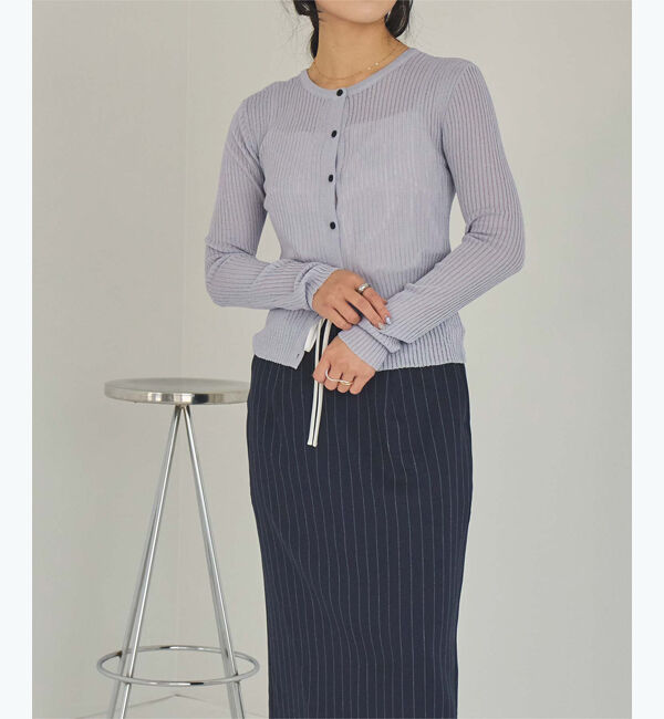 titivate「前後2wayリブシアーニットカーディガン」|ニット・セーター|