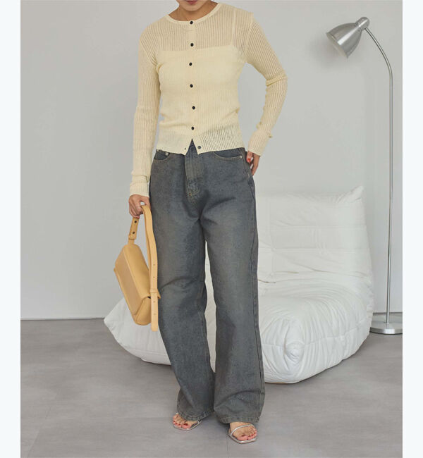 titivate「前後2wayリブシアーニットカーディガン」|ニット・セーター|