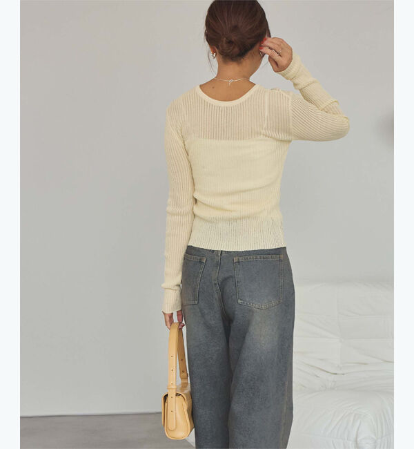 titivate「前後2wayリブシアーニットカーディガン」|ニット・セーター|