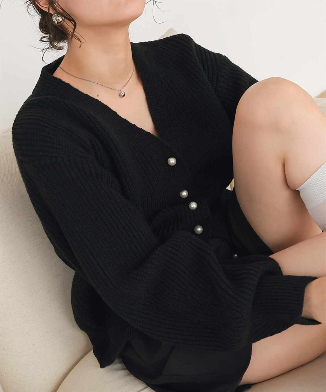 titivate「ポケット付きパールボタンニットカーディガン」|カーディガン|