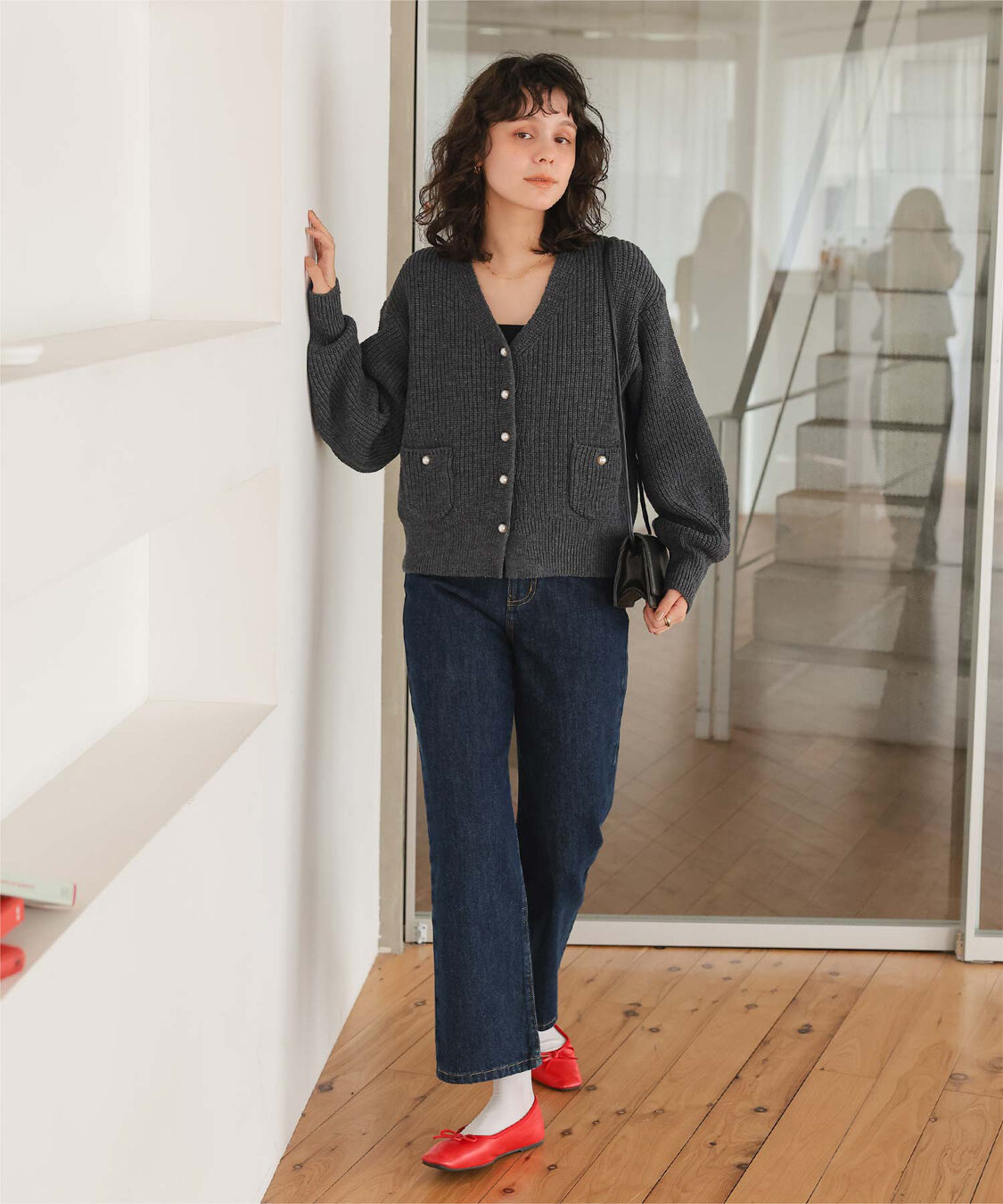 titivate「ポケット付きパールボタンニットカーディガン」|カーディガン|