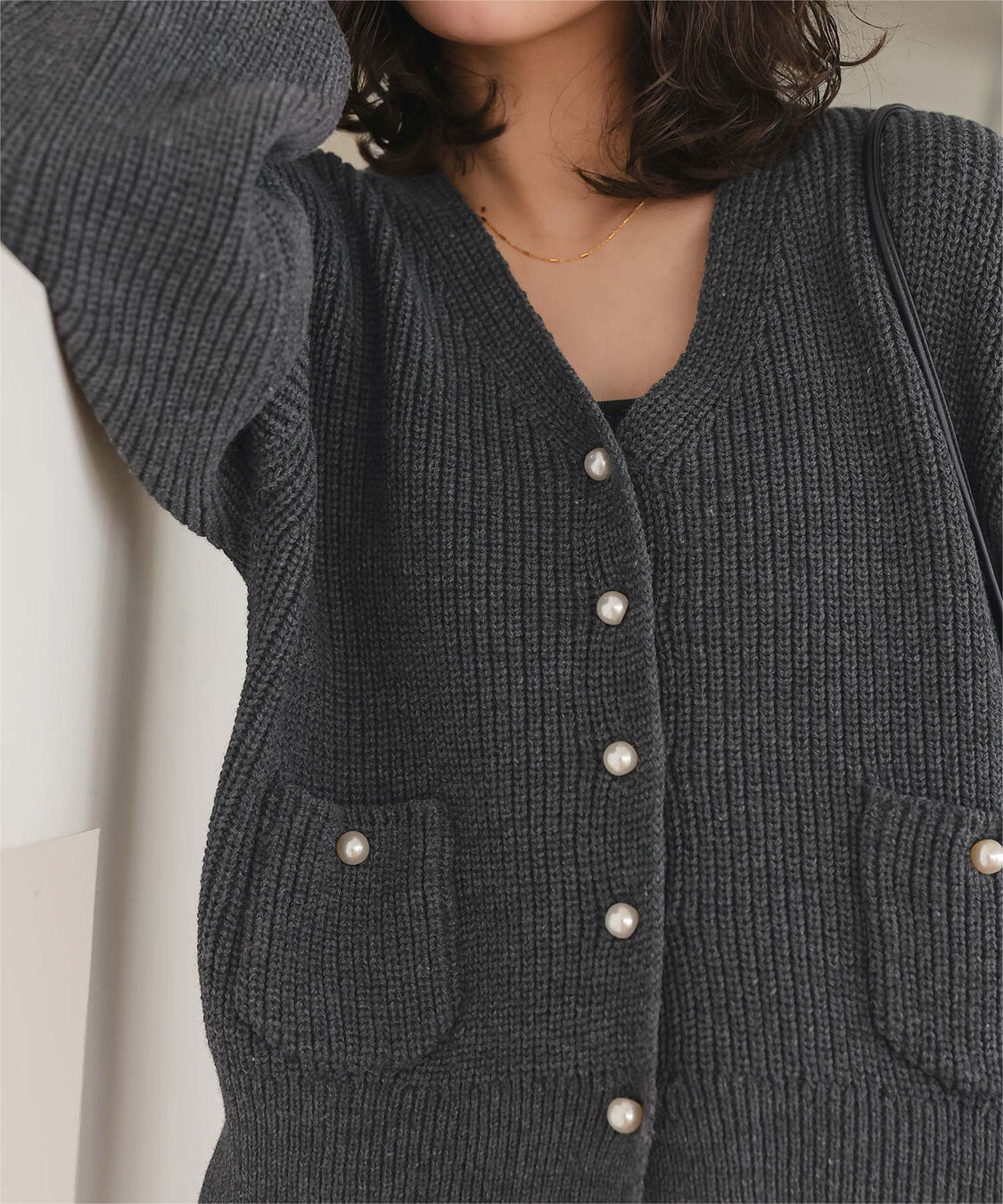 titivate「ポケット付きパールボタンニットカーディガン」|カーディガン|