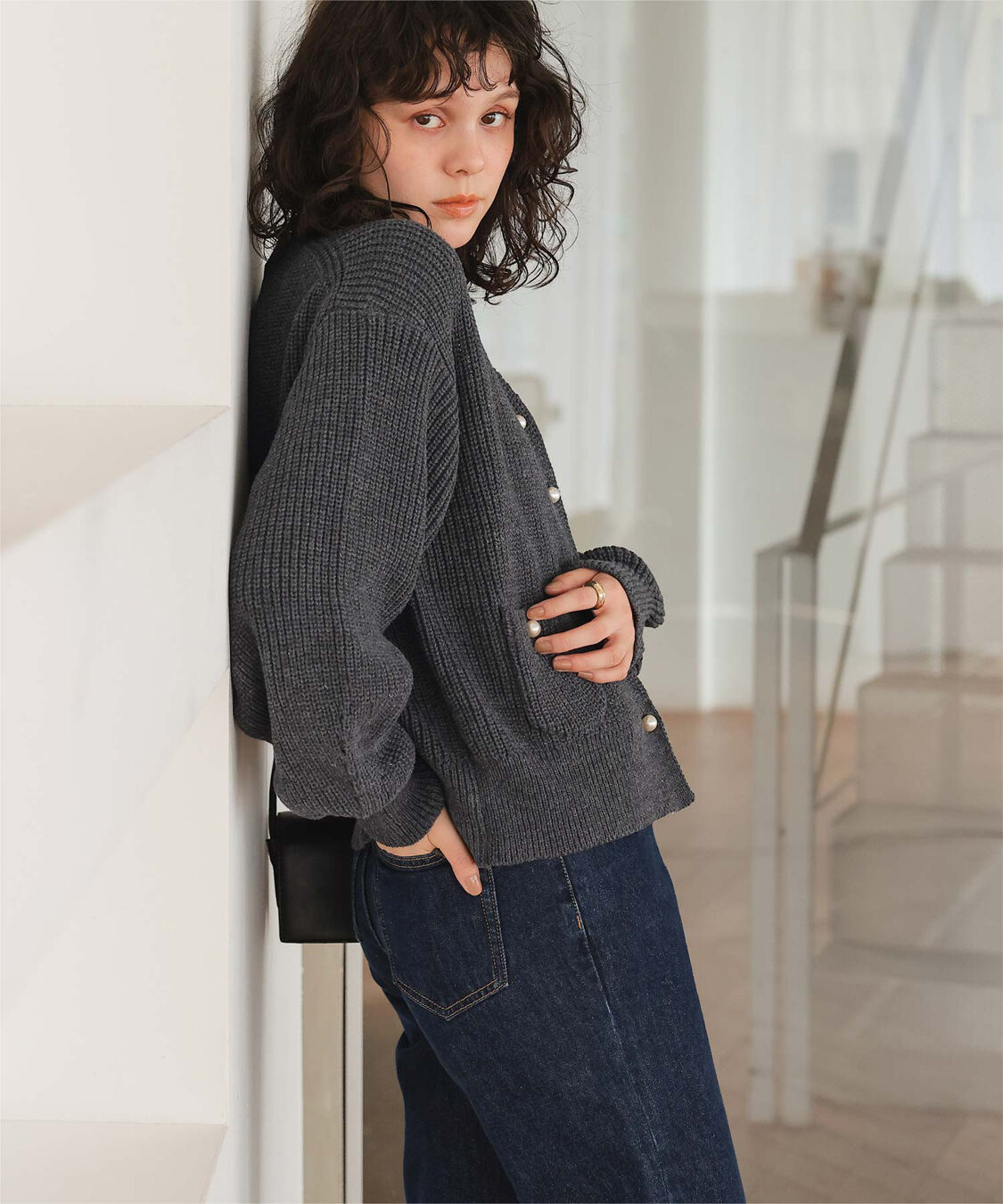 titivate「ポケット付きパールボタンニットカーディガン」|カーディガン|
