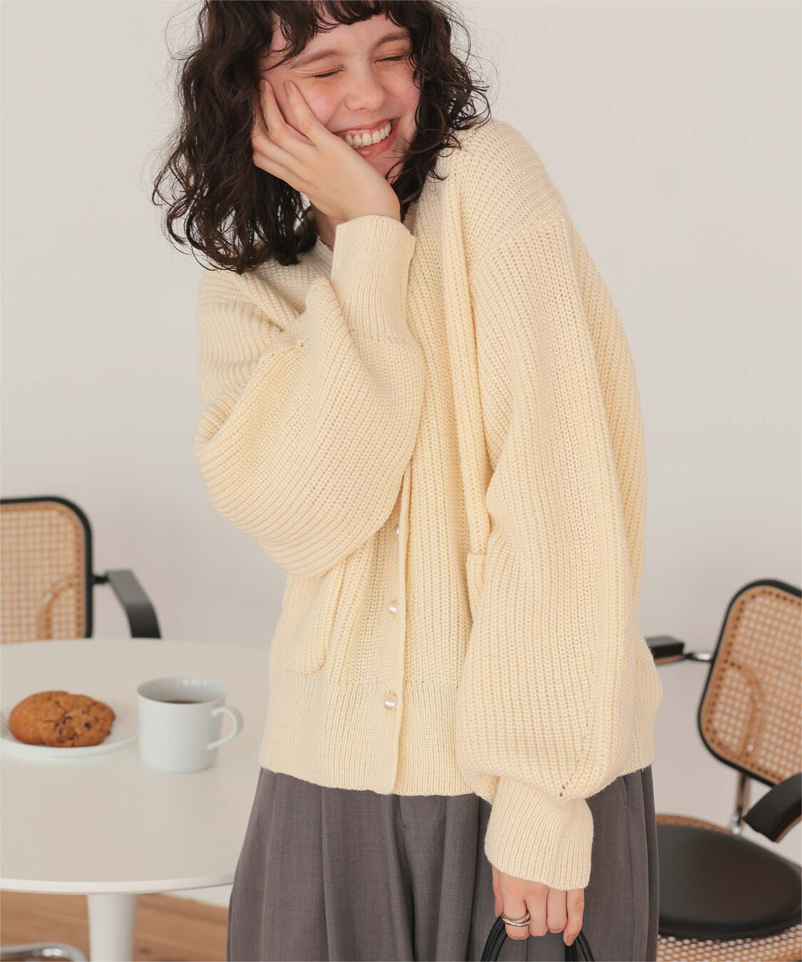 titivate「ポケット付きパールボタンニットカーディガン」|カーディガン|