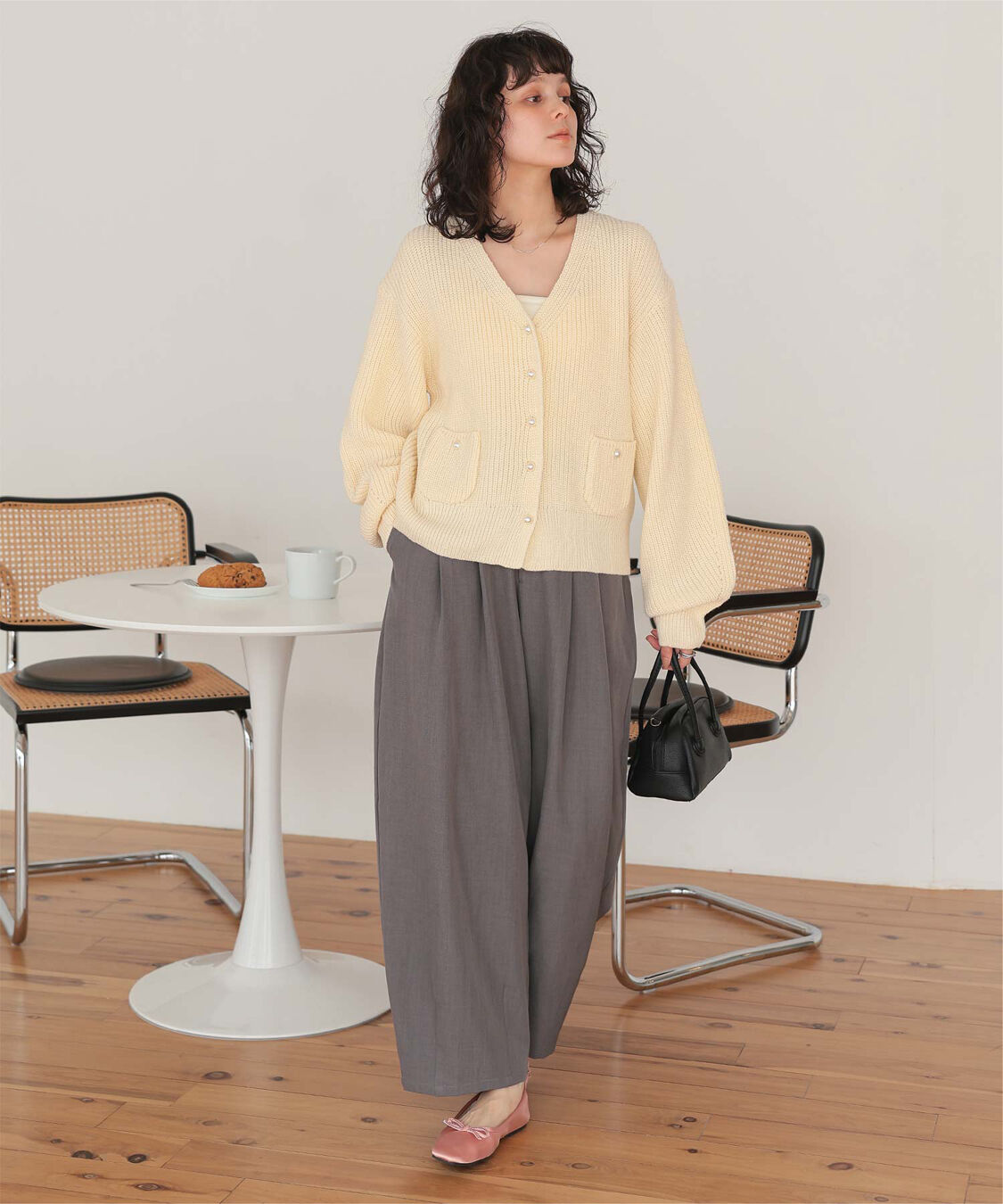 titivate「ポケット付きパールボタンニットカーディガン」|カーディガン|