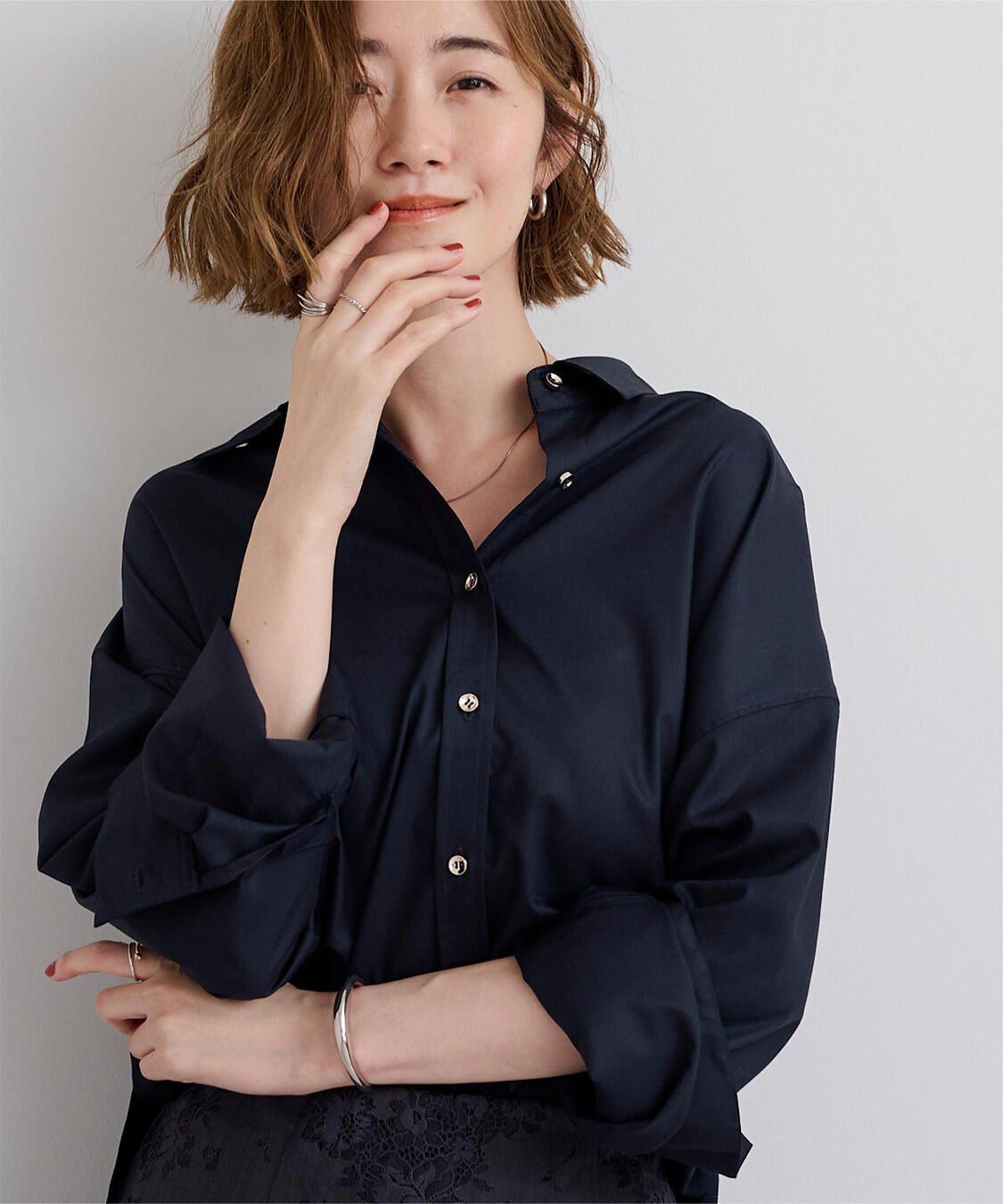 ur's「サテンライクオーバーシャツ」|シャツ・ブラウス|