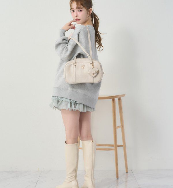  「ハートミラー付きスクエアボストンバッグ」|ショルダー・メッセンジャー|