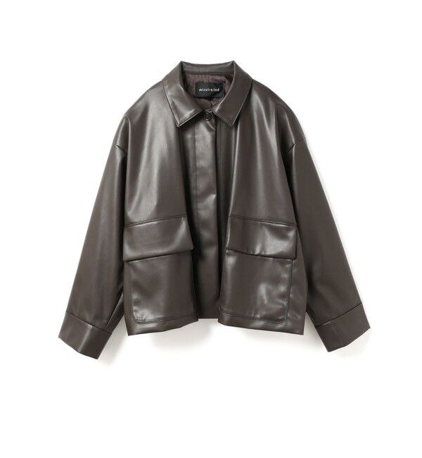 mizuiro ind「mizuiro ind シンセティックレザーシャツジャケット」|その他|ブラウン