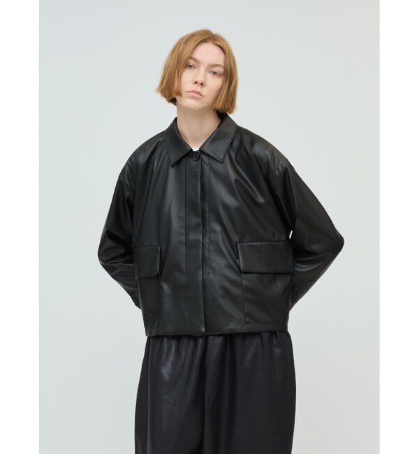 mizuiro ind「mizuiro ind シンセティックレザーシャツジャケット」|その他|
