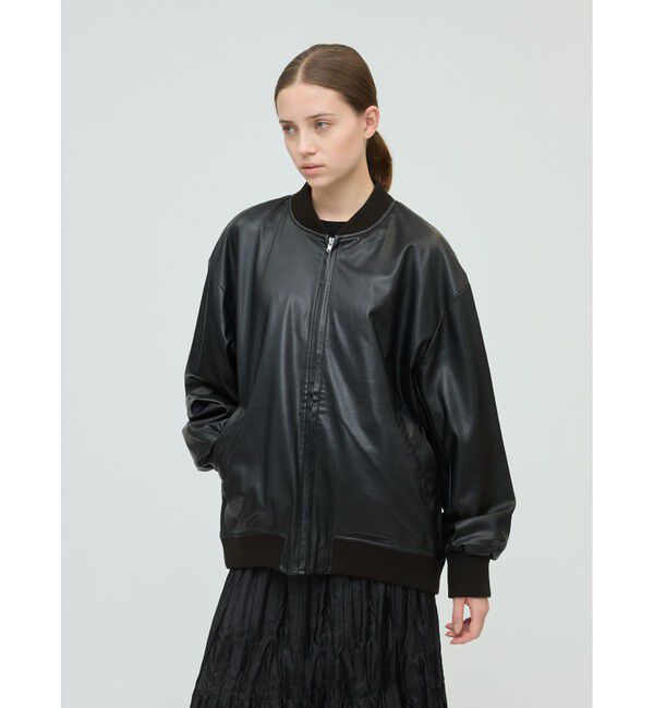 mizuiro ind「mizuiro ind シンセティックレザージップブルゾン」|ブルゾン・スタジャン|