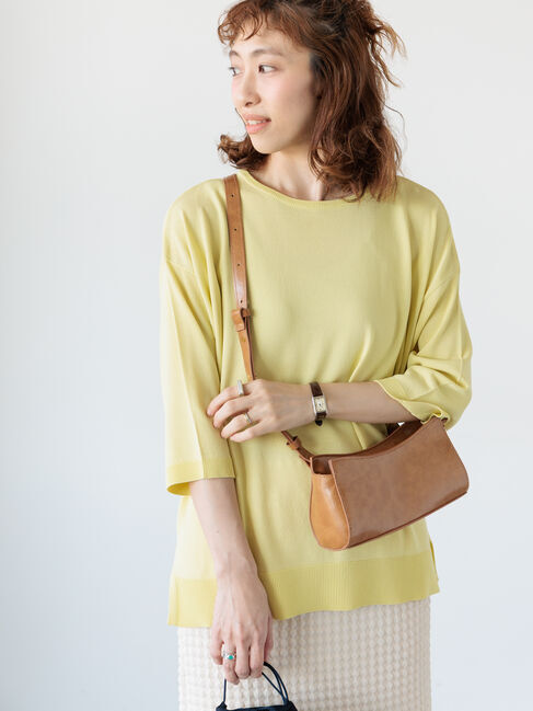 Lugnoncure「【接触冷感】無地/ボーダー7分袖ニット」|ニット・セーター|