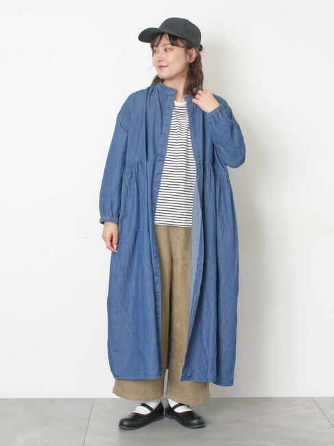 Samansa Mos2「デニムバンドカラーワンピース ≪S/Mサイズ≫」|ワンピース|ブルー