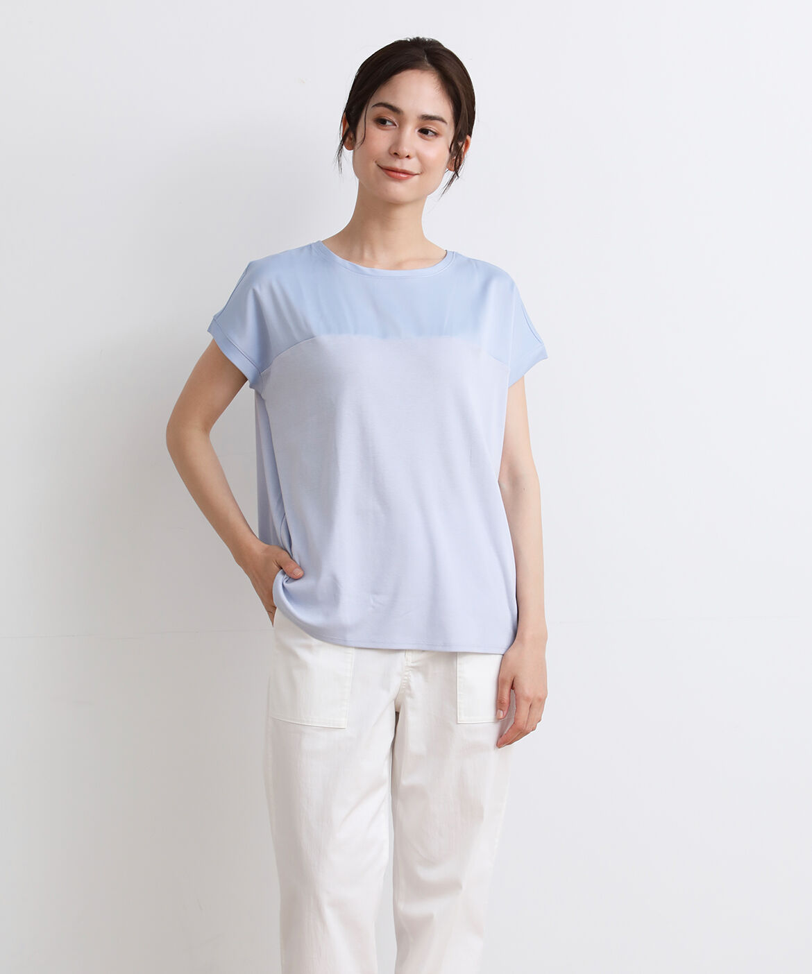 DAY by DAY it&rsquo;s international「サテン切り替えワイドカットソー《スビン綿MIXフライス》」|Tシャツ・カットソー|サックス3