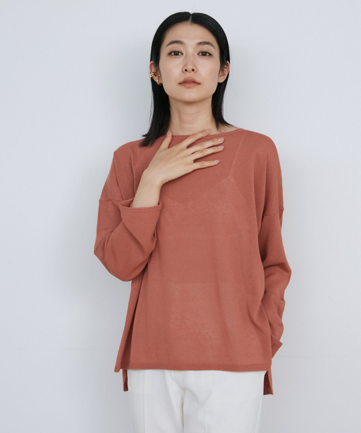 INED「《大きいサイズ》ワイドニットプルオーバー」|ニット・セーター|