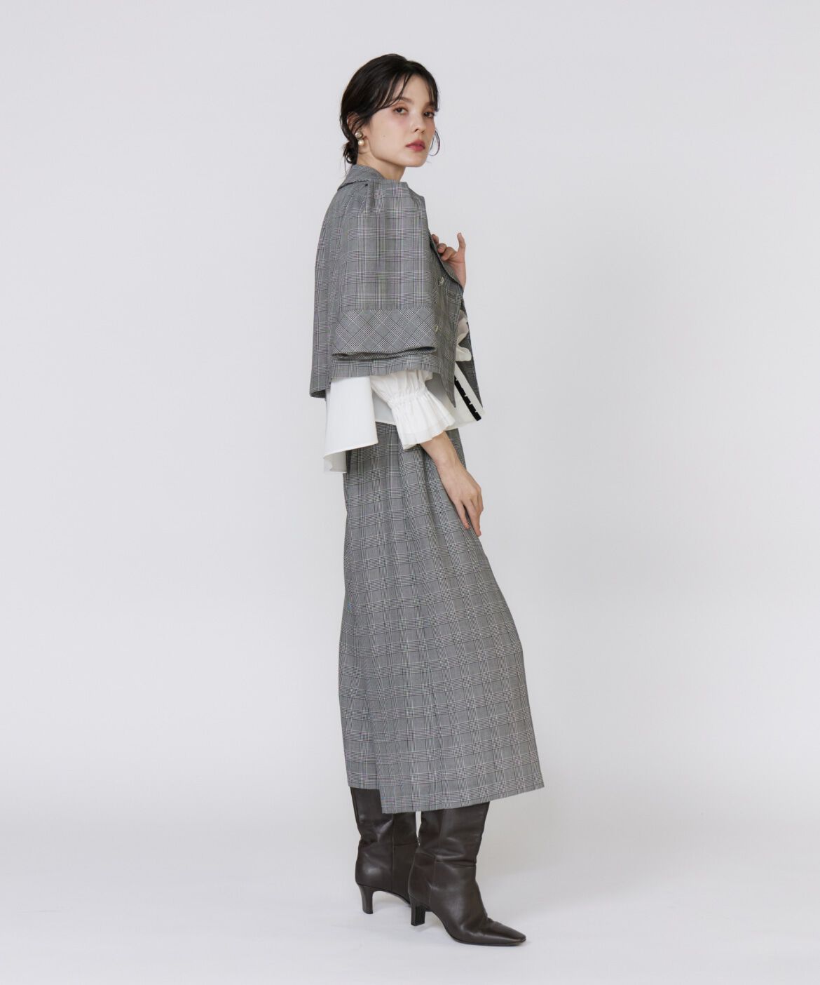 Maglie le cassetto「《大きいサイズ》グレンチェックミニマムジャケット」|その他|