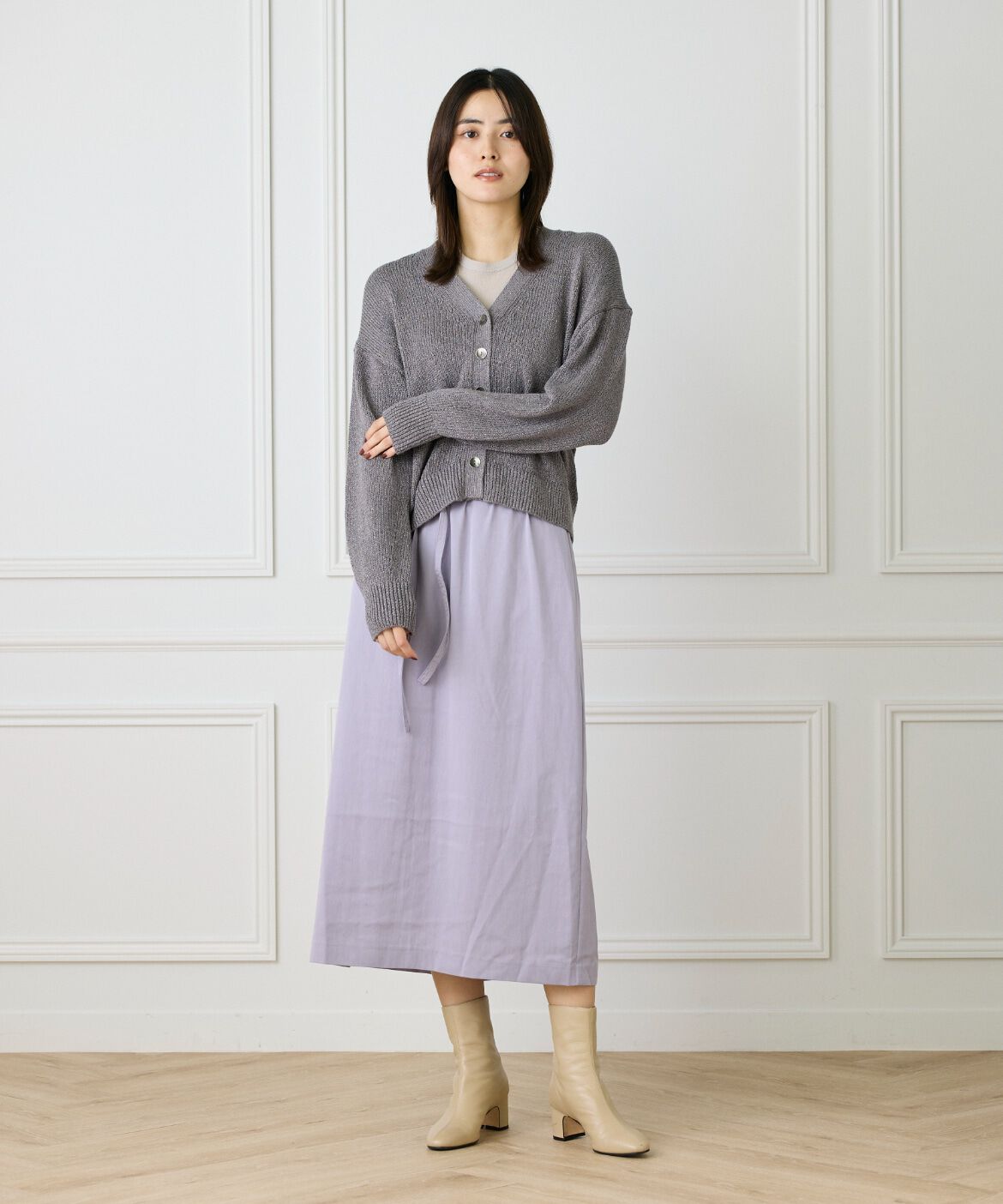 Le Souk「シャイニーカーディガン」|カーディガン|