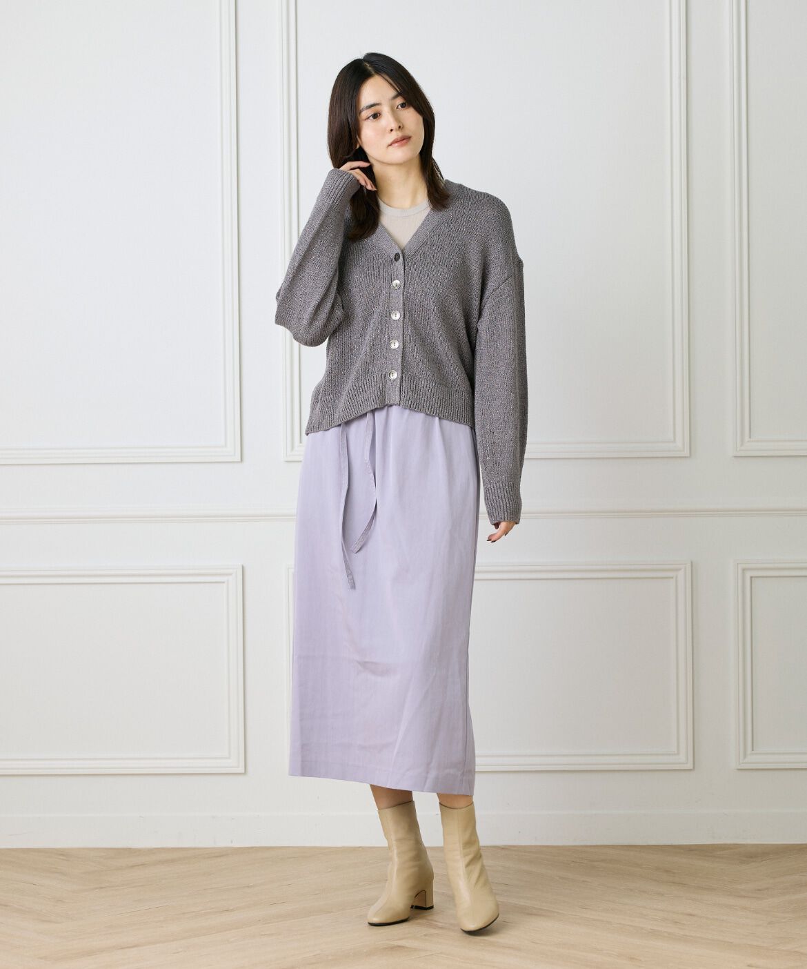 Le Souk「シャイニーカーディガン」|カーディガン|