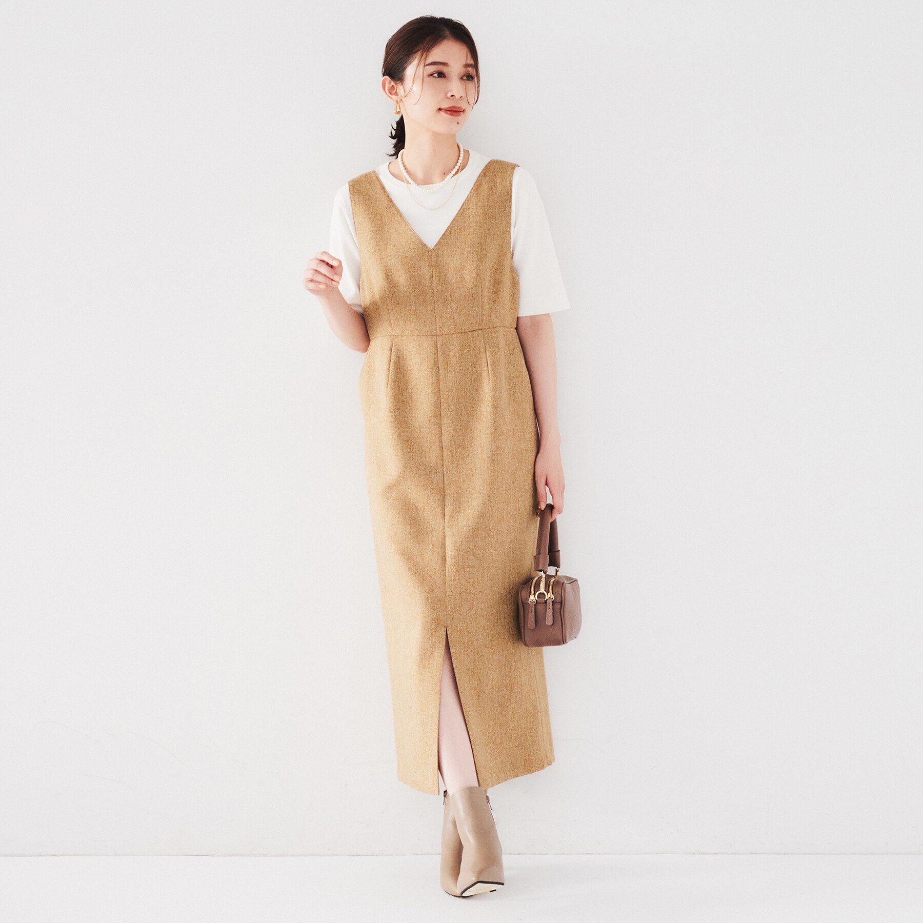 UNTITLED「【ツイードライク素材/セットアップ可】メランジ ジャンパースカート」|ワンピース|