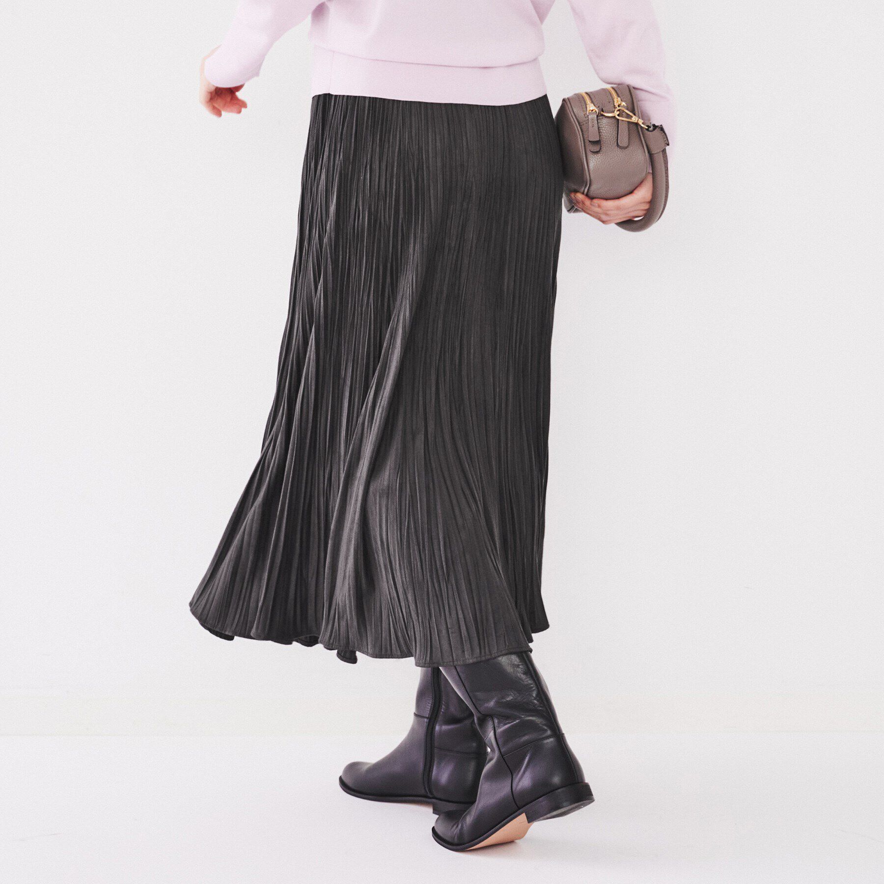 UNTITLED「【洗える/ウエストゴム】スエード風ランダムプリーツスカート」|スカート|