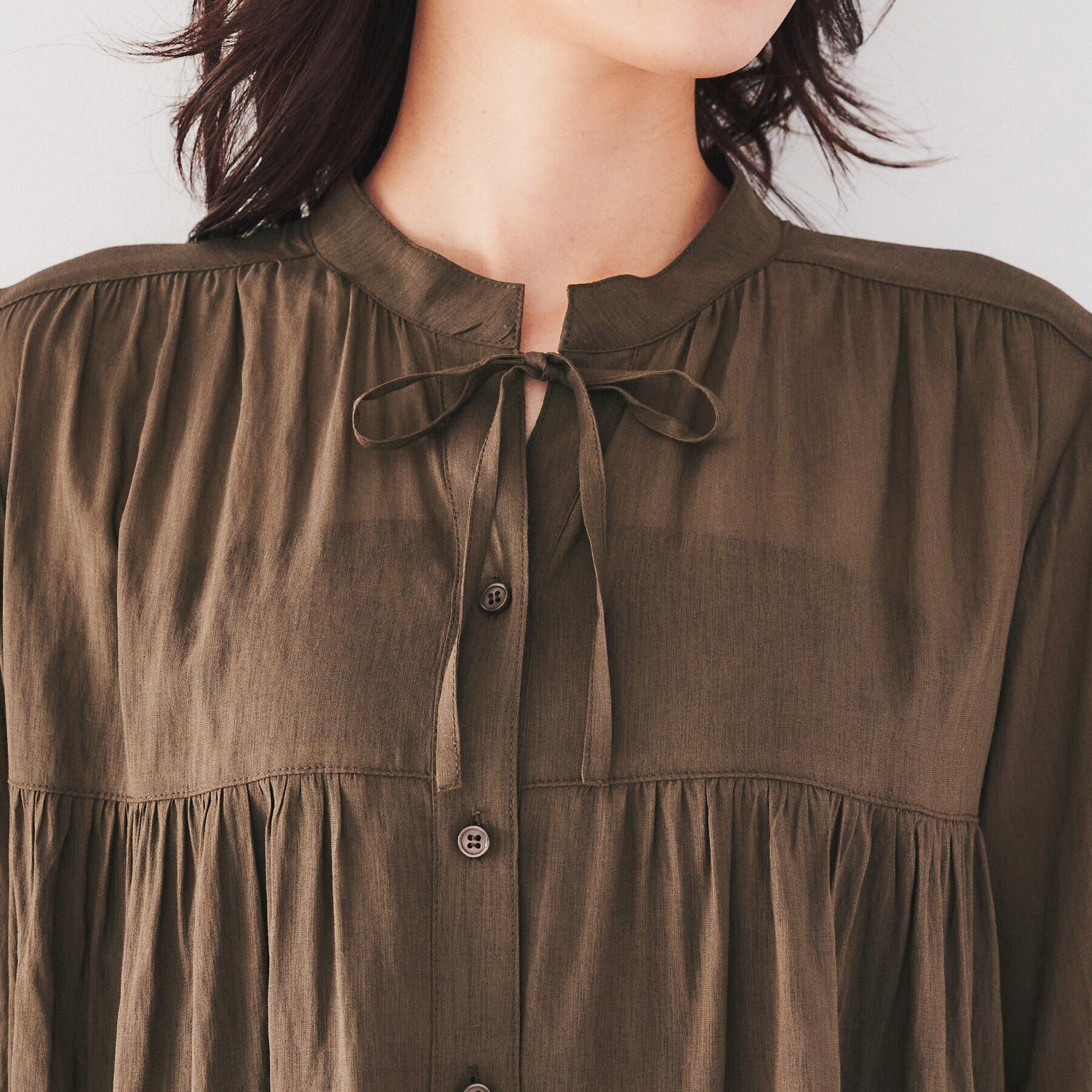 UNTITLED「【大人な透け感/前開きボタン】シアーチュニックブラウス」|シャツ・ブラウス|