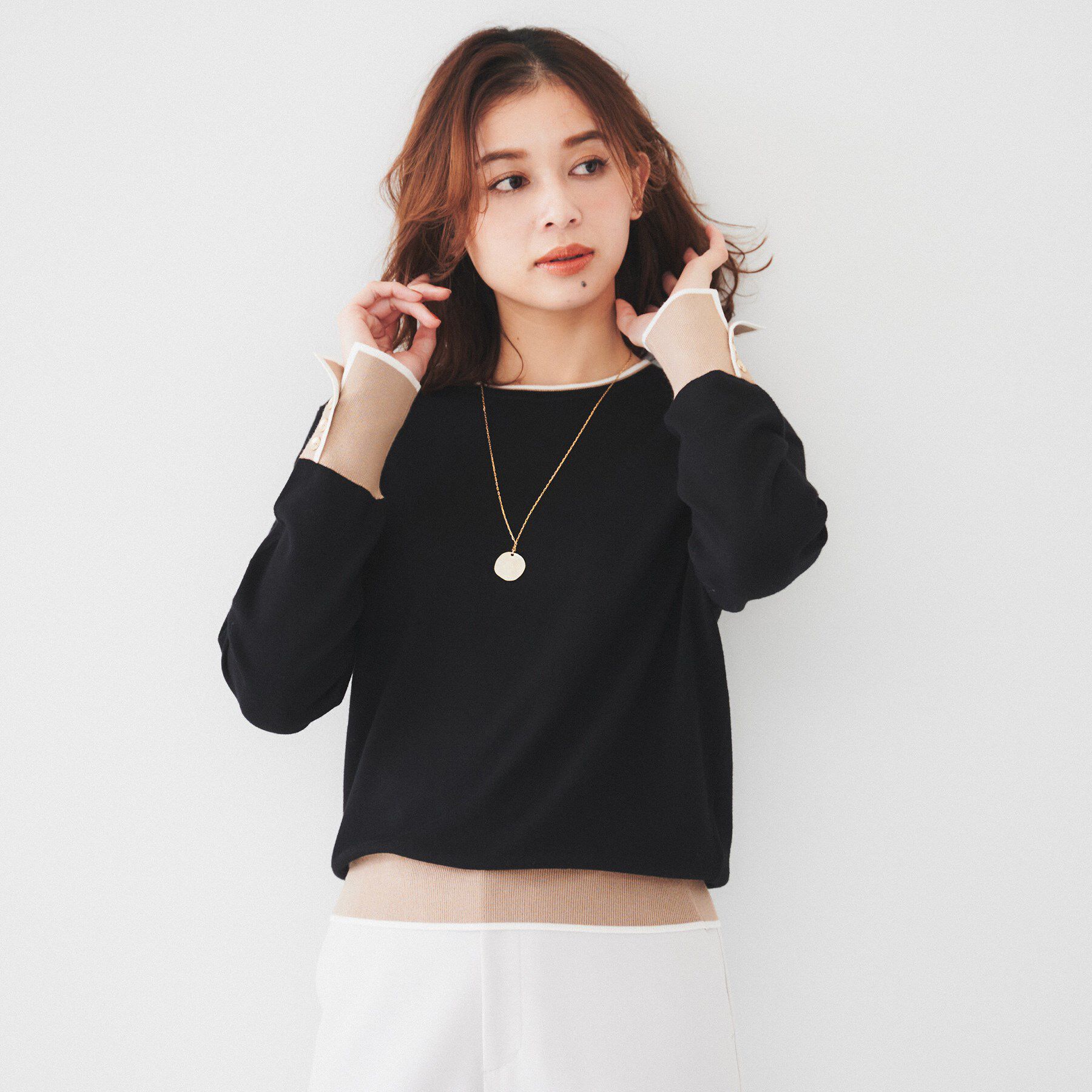 UNTITLED「【アンサンブル可能/6色展開】スパンレーヨン プルオーバーニット」|ニット・セーター|