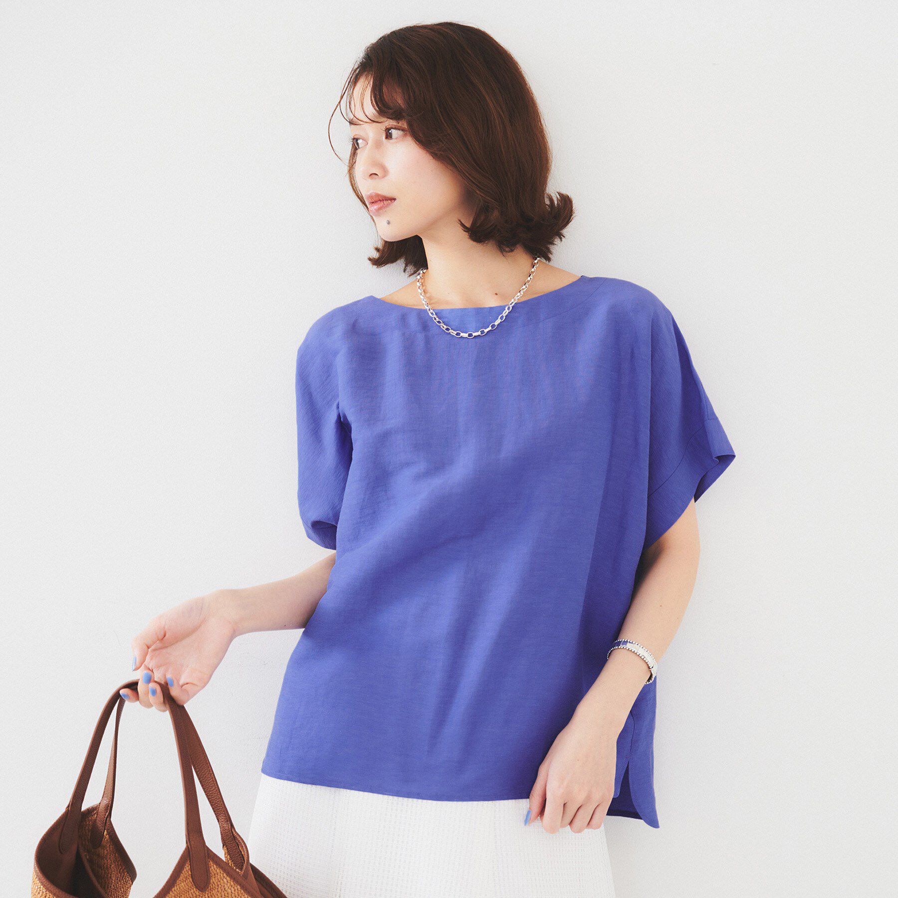 UNTITLED「【セットアップ可能/手洗い可】リネン混 ボートネックTブラウス」|シャツ・ブラウス|