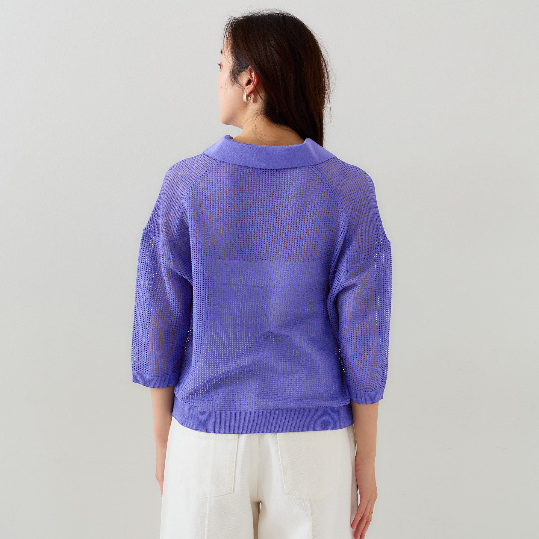 UNTITLED「【七分袖/春夏素材】メッシュ衿付きニット」|ニット・セーター|