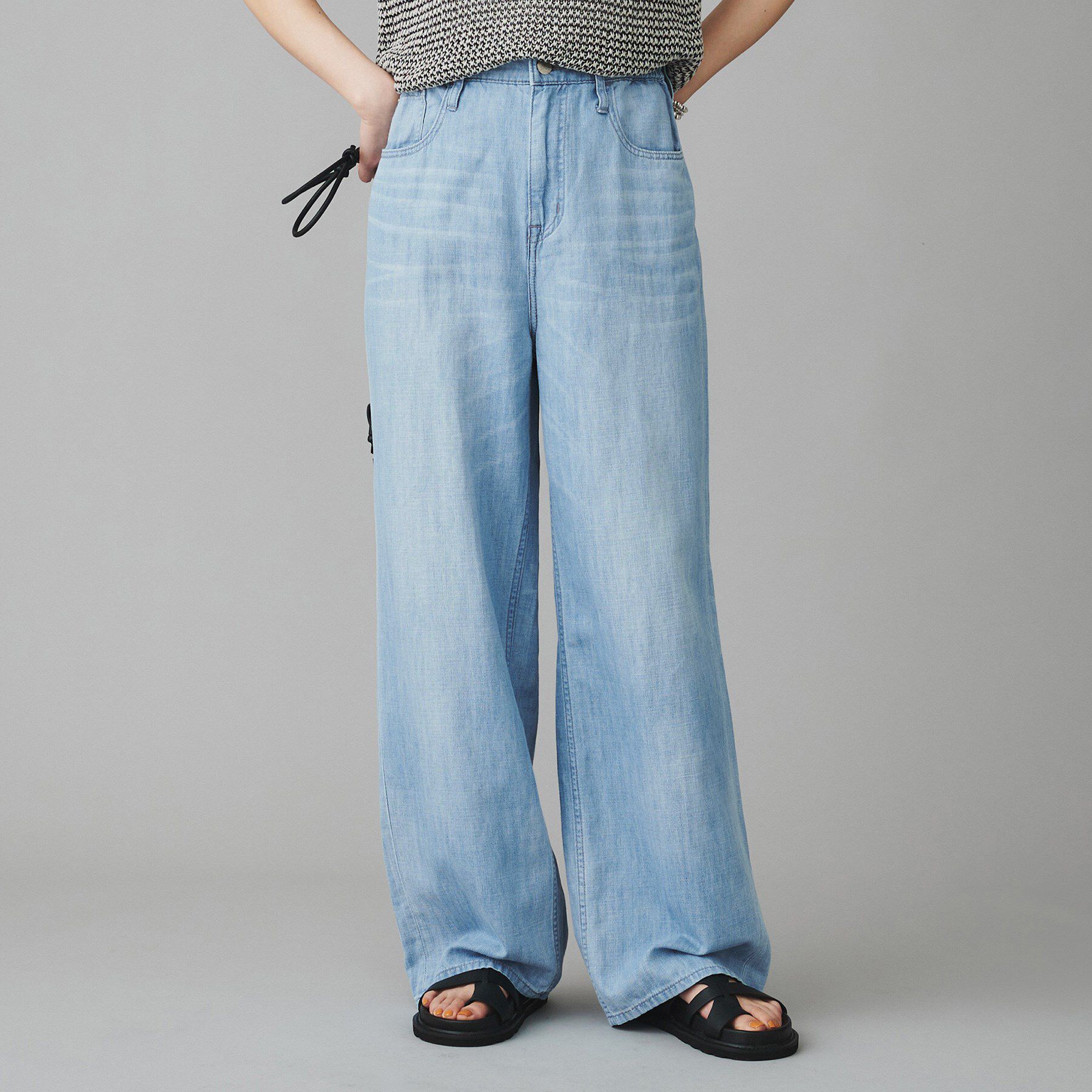 UNTITLED「【Healthy DENIM】Breezy Pink Pepperワイドストレートデニム」|その他|サックスブルー(09