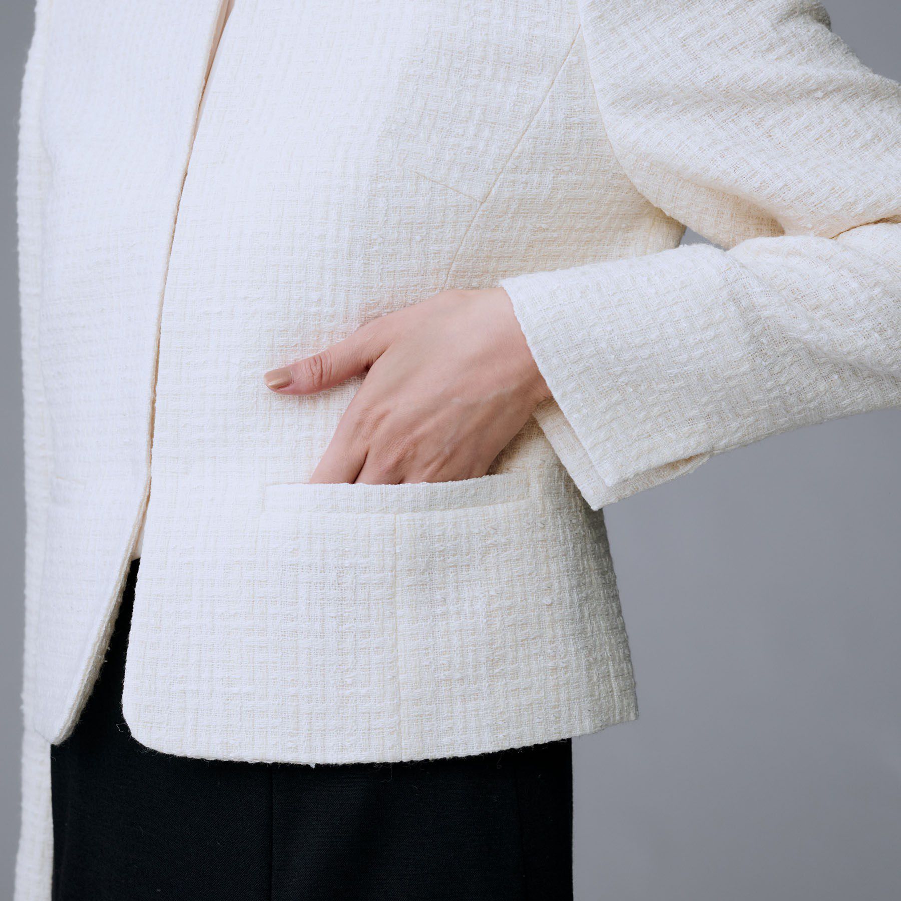 UNTITLED「【セットアップ可/フォーマル】ツイードジャケット」|ノーカラージャケット|