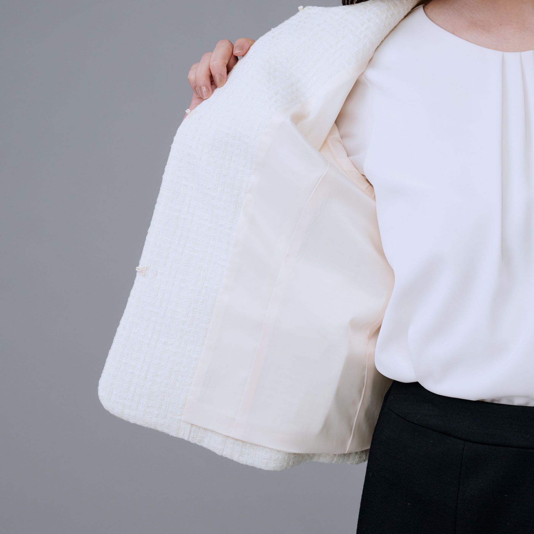 UNTITLED「【セットアップ可/フォーマル】ツイードジャケット」|ノーカラージャケット|