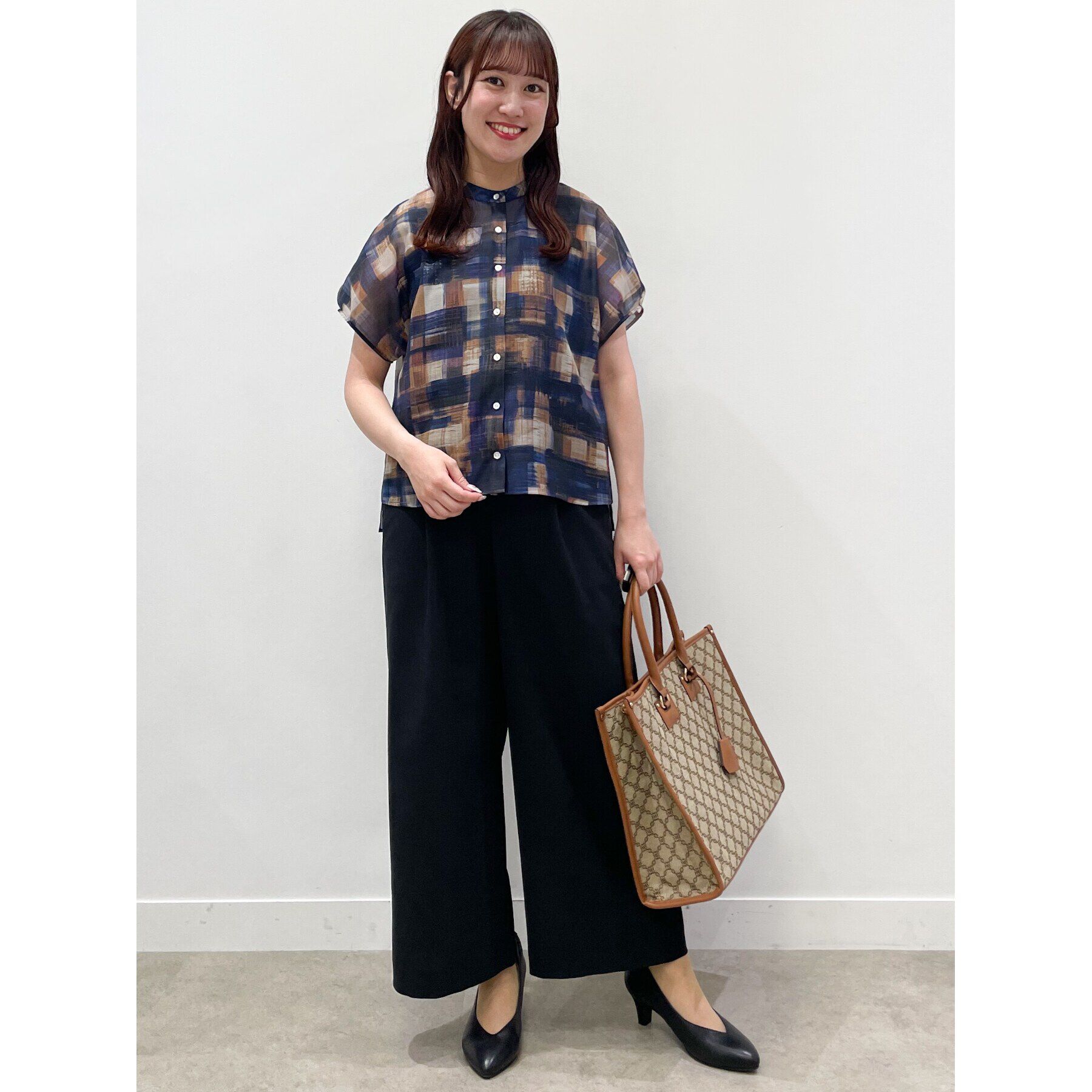 Reflect「【マシンウォッシュ可／セットアップ可能】シアーチェックブラウス」|シャツ・ブラウス|