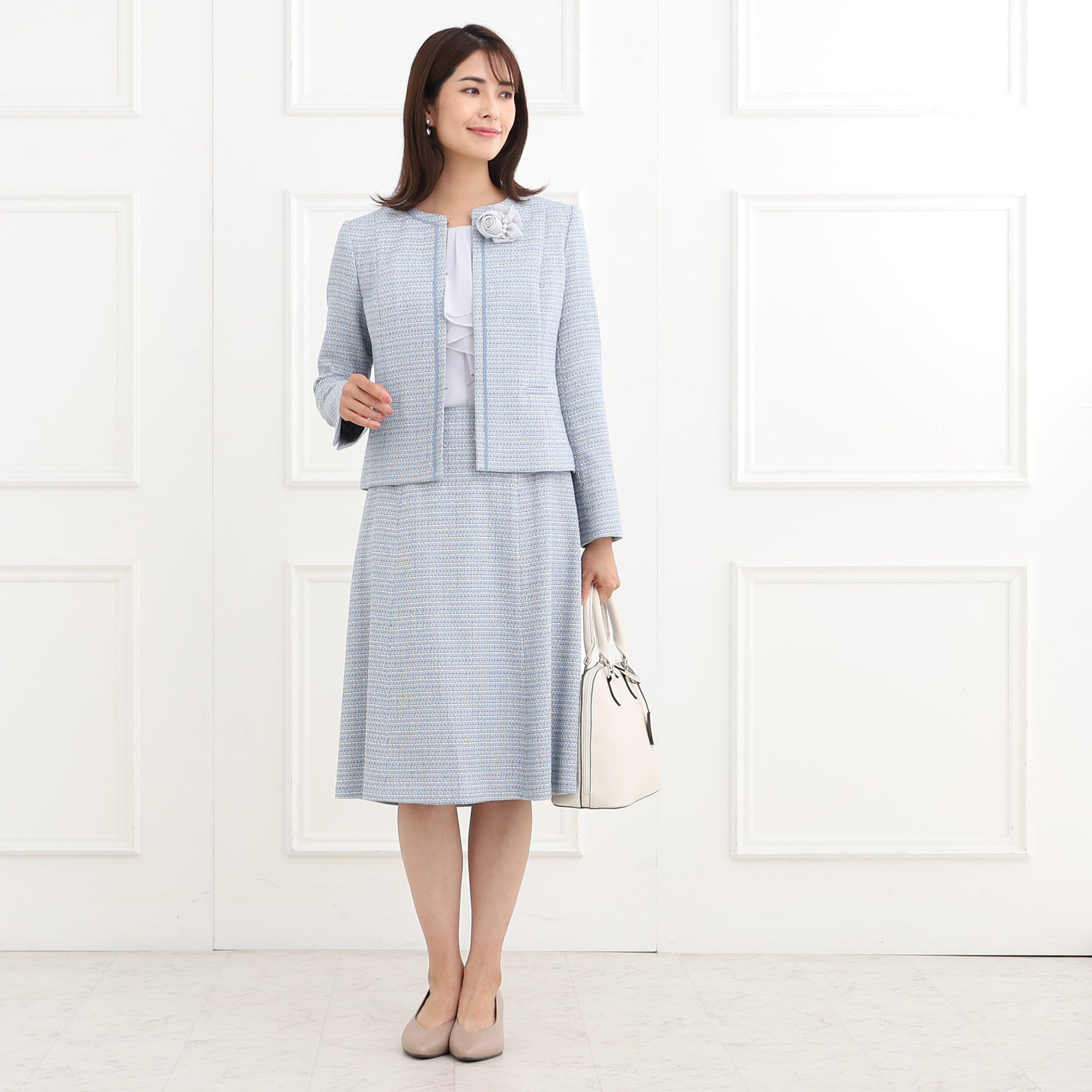 Reflect「【フォーマル/セットアップ可】ツイードジャケット」|ノーカラージャケット|