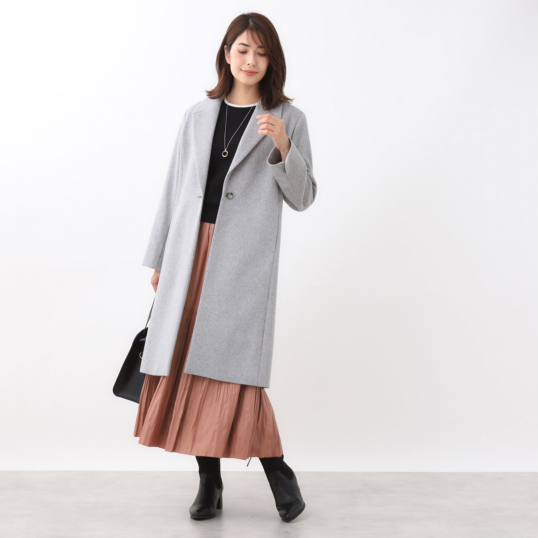Reflect「【選べる6色】テーラードカラーロングウール混コート」|チェスターコート|