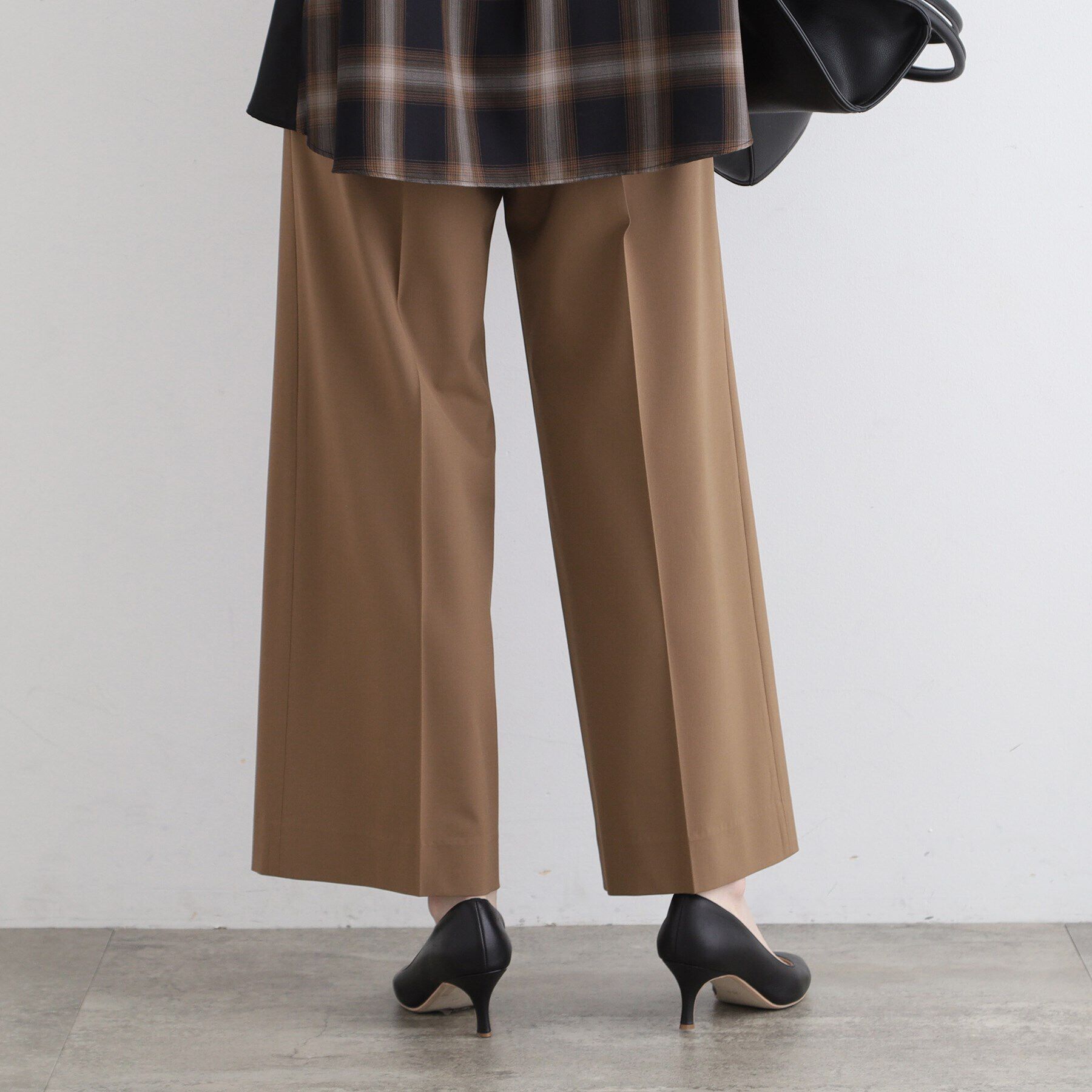 INDIVI「【褒められパンツ／ウエストゴム】チェック柄ワイドパンツ」|その他|