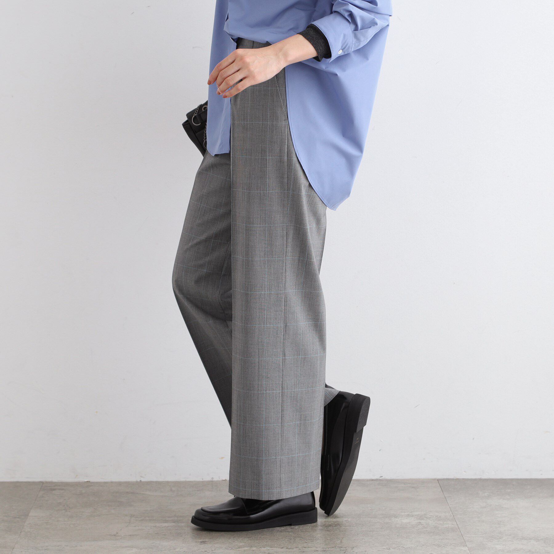 INDIVI「【褒められパンツ／ウエストゴム】チェック柄ワイドパンツ」|その他|