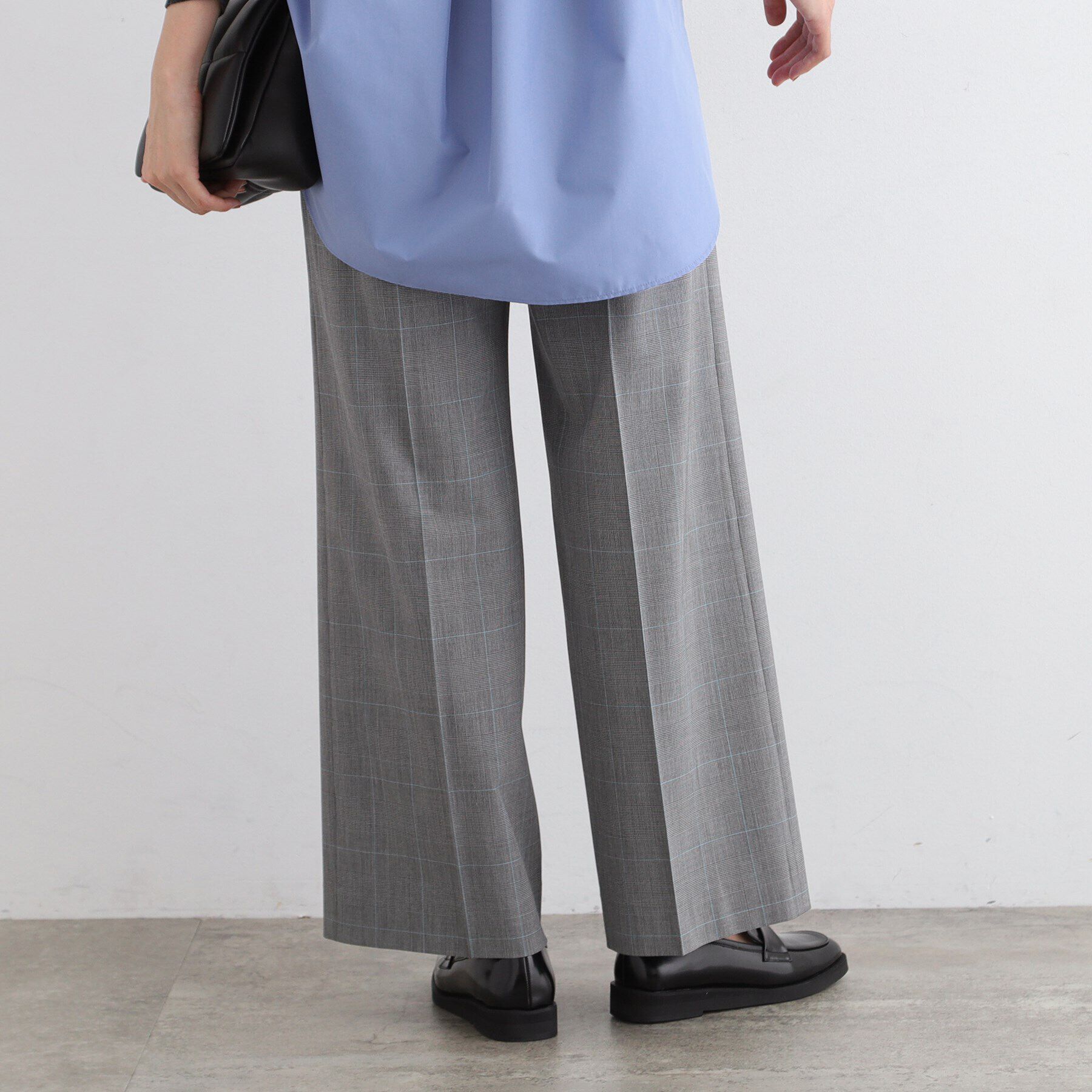 INDIVI「【褒められパンツ／ウエストゴム】チェック柄ワイドパンツ」|その他|