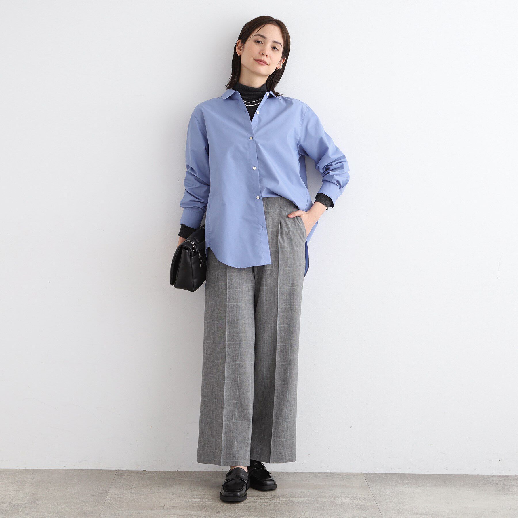 INDIVI「【褒められパンツ／ウエストゴム】チェック柄ワイドパンツ」|その他|