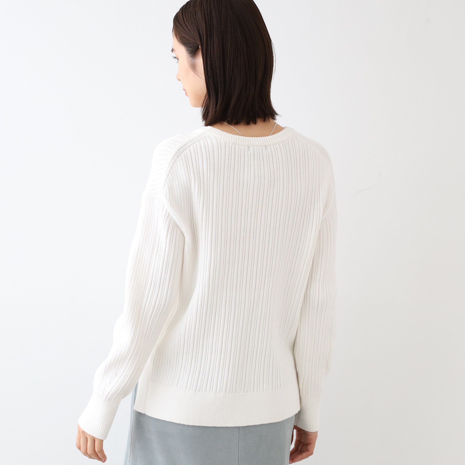 INDIVI「【コットン混／洗える】ミニケーブル柄ニット」|ニット・セーター|