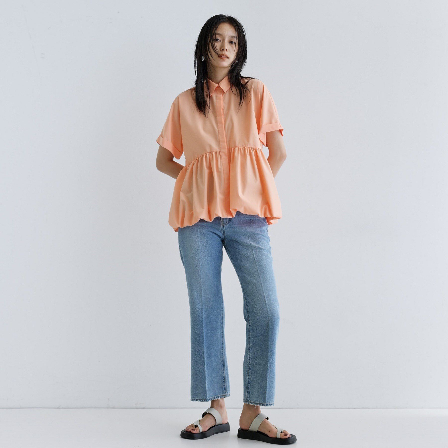 GALLEST「バルーンペプラムハーフ袖ブラウス」|シャツ・ブラウス|