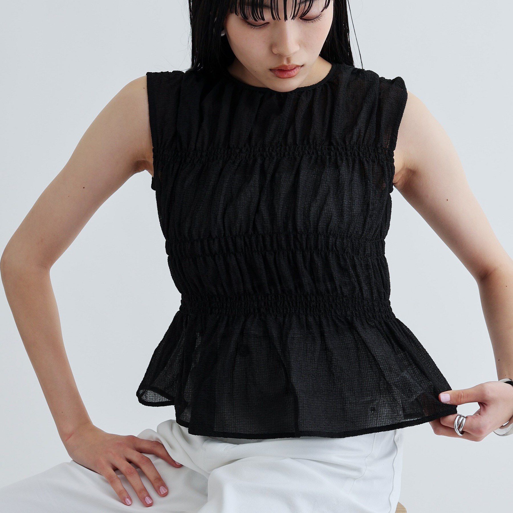 GALLEST「ワッシャーティアードブラウス」|シャツ・ブラウス|