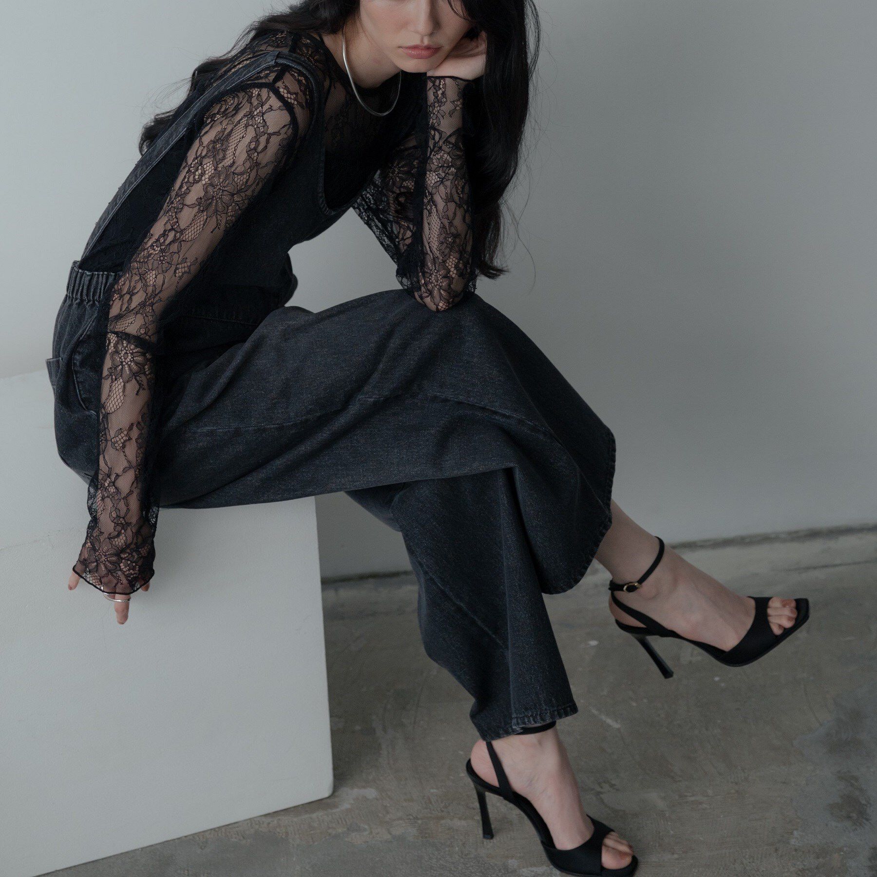 GALLEST「デニムサロペット」|オールインワン|チャコールグレー(0