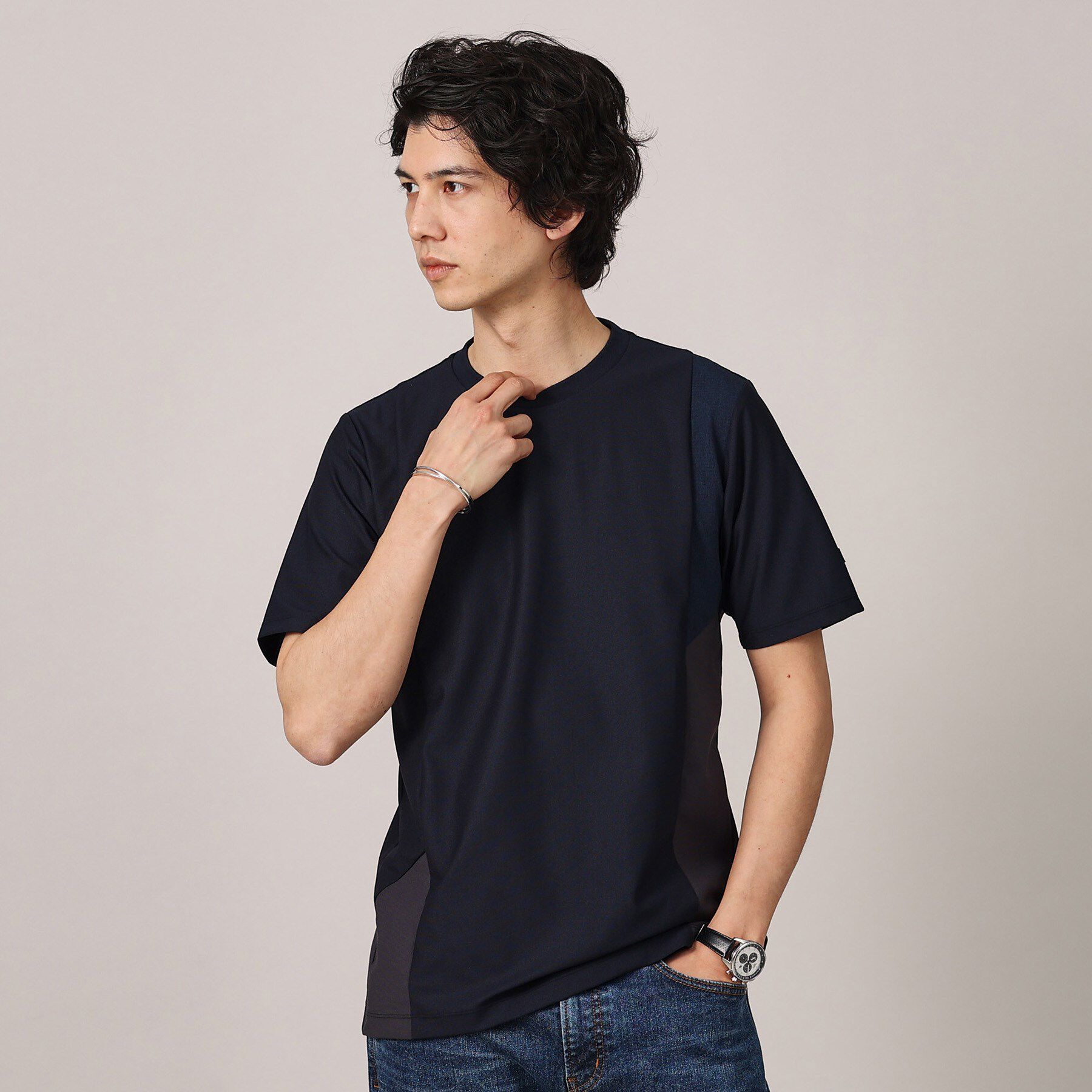 TAKEO KIKUCHI「【Sサイズ～】サイド切替え 半袖カットソー」|Tシャツ・カットソー|